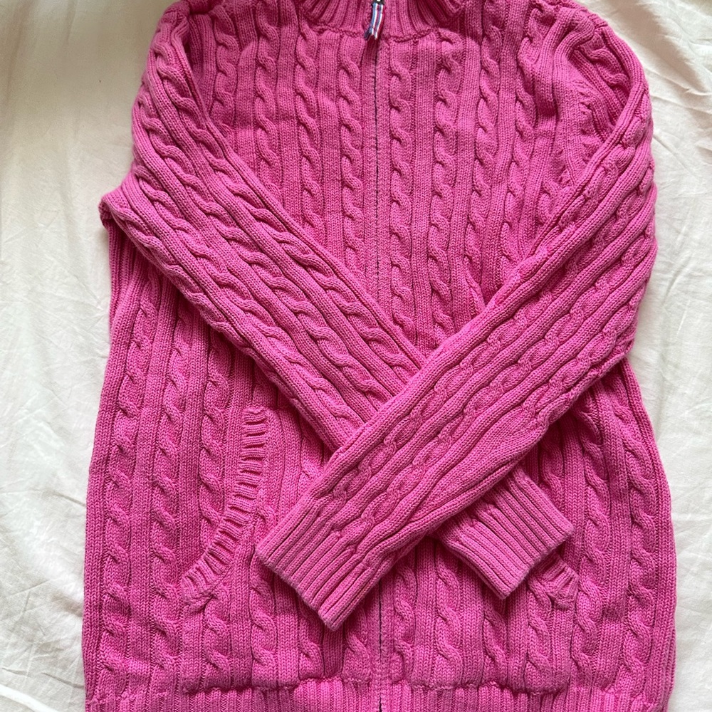 Vintage LL Bean cable knit zip-up sweater